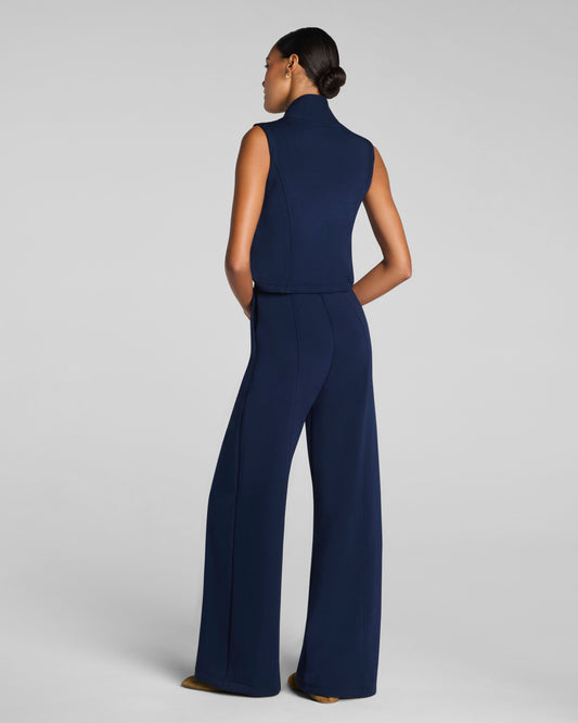 Shawl Collar Half Zip Jumpsuit