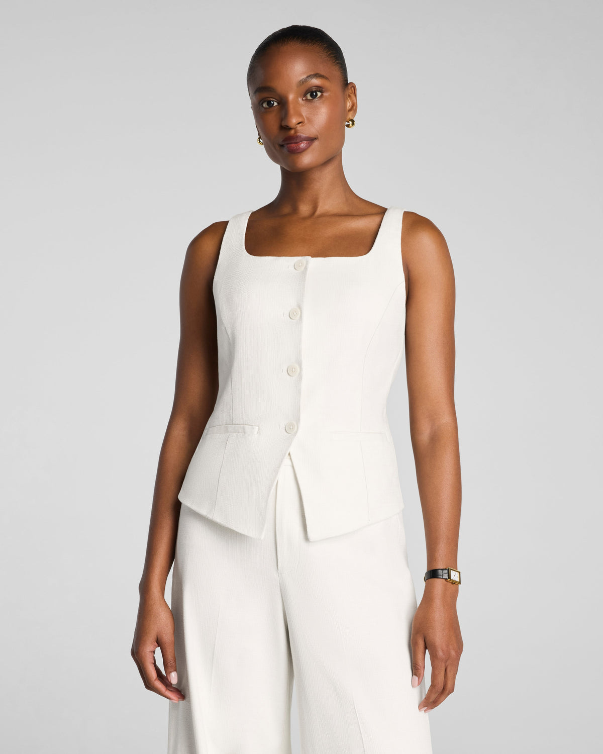 Cotton Linen Button-Down Vest