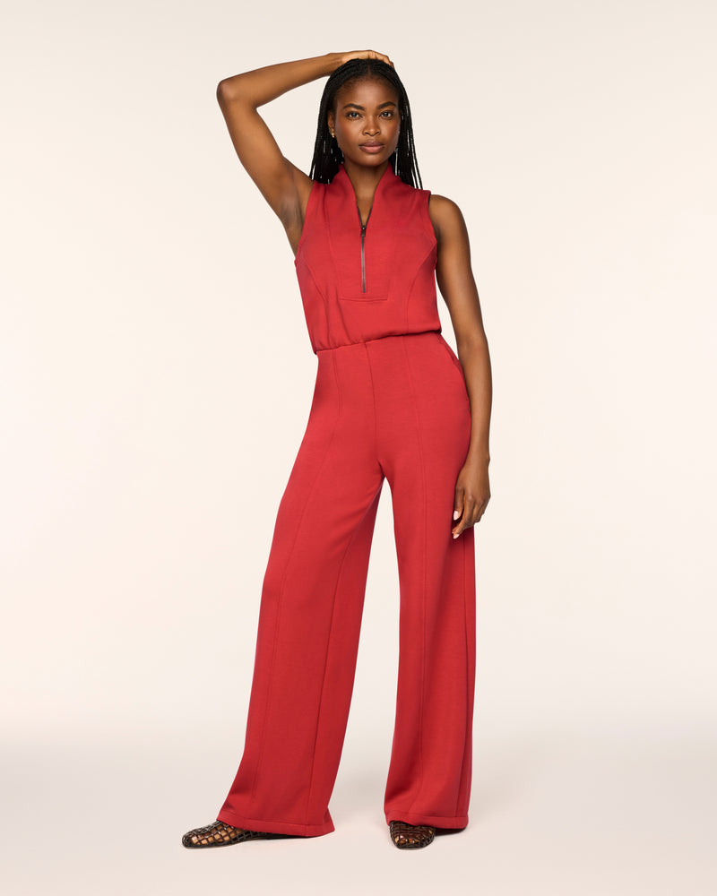 Shawl Collar Half Zip Jumpsuit