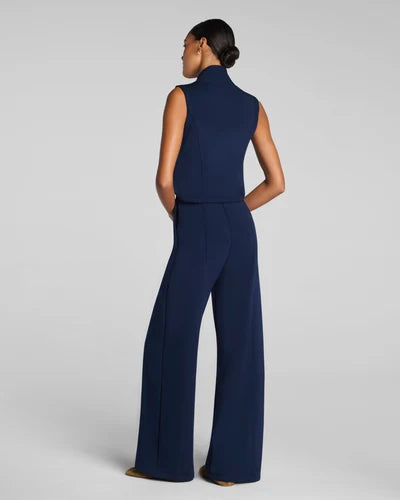 Shawl Collar Half Zip Jumpsuit