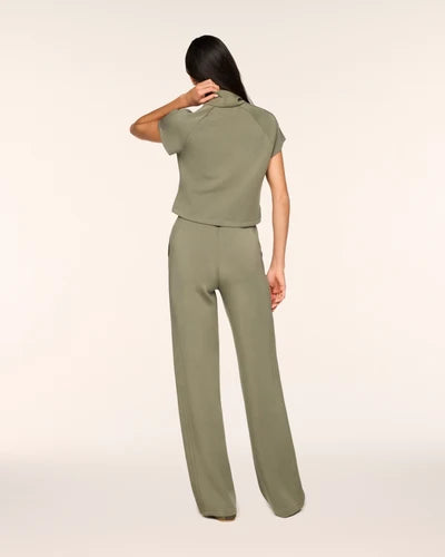 Pintuck Half Zip Jumpsuit