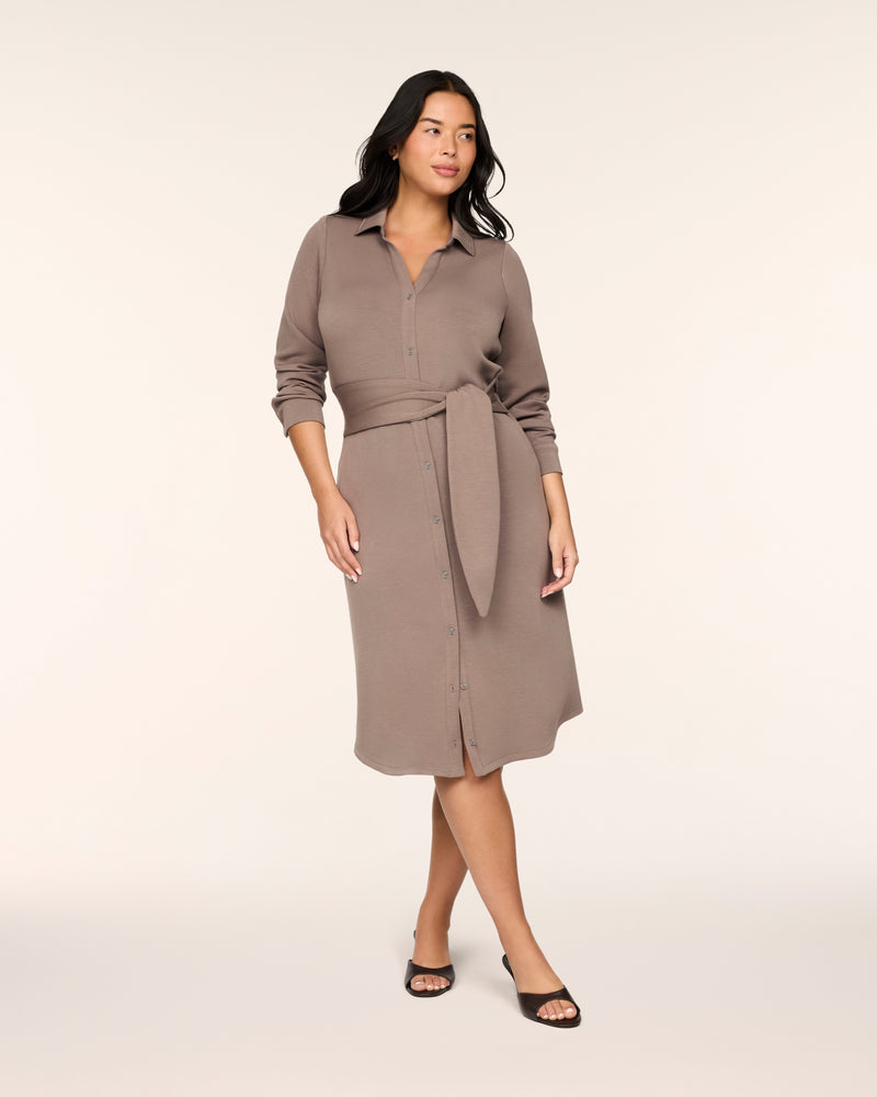 Tie-Waist Midi Shirt Dress
