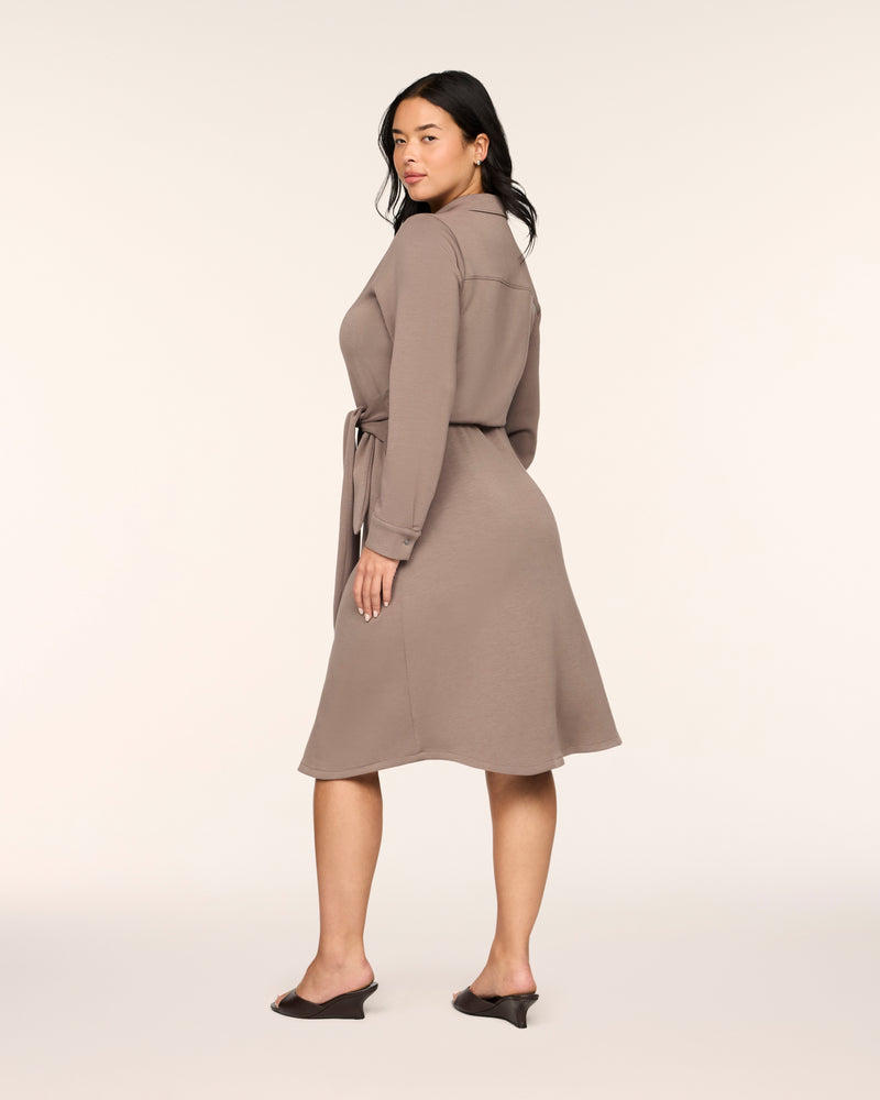 Tie-Waist Midi Shirt Dress