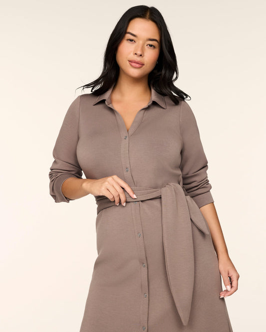 Tie-Waist Midi Shirt Dress