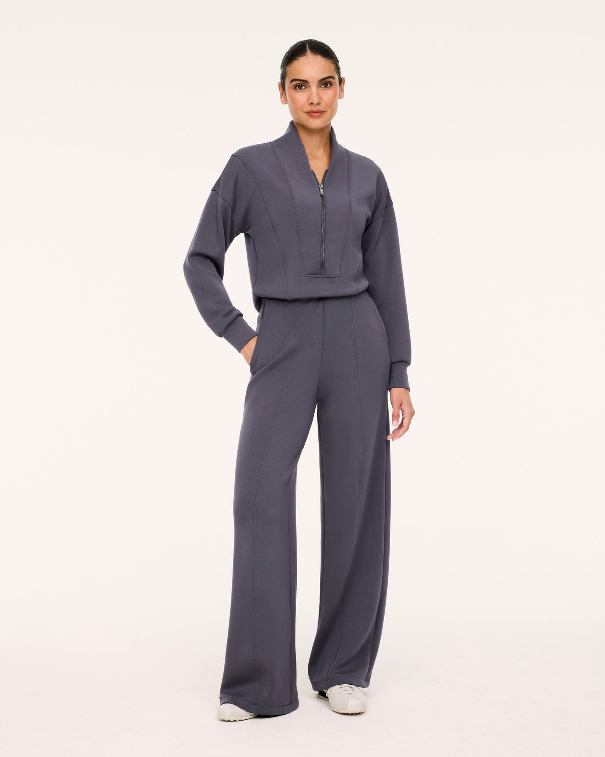 Long Sleeve Shawl Collar Jumpsuit