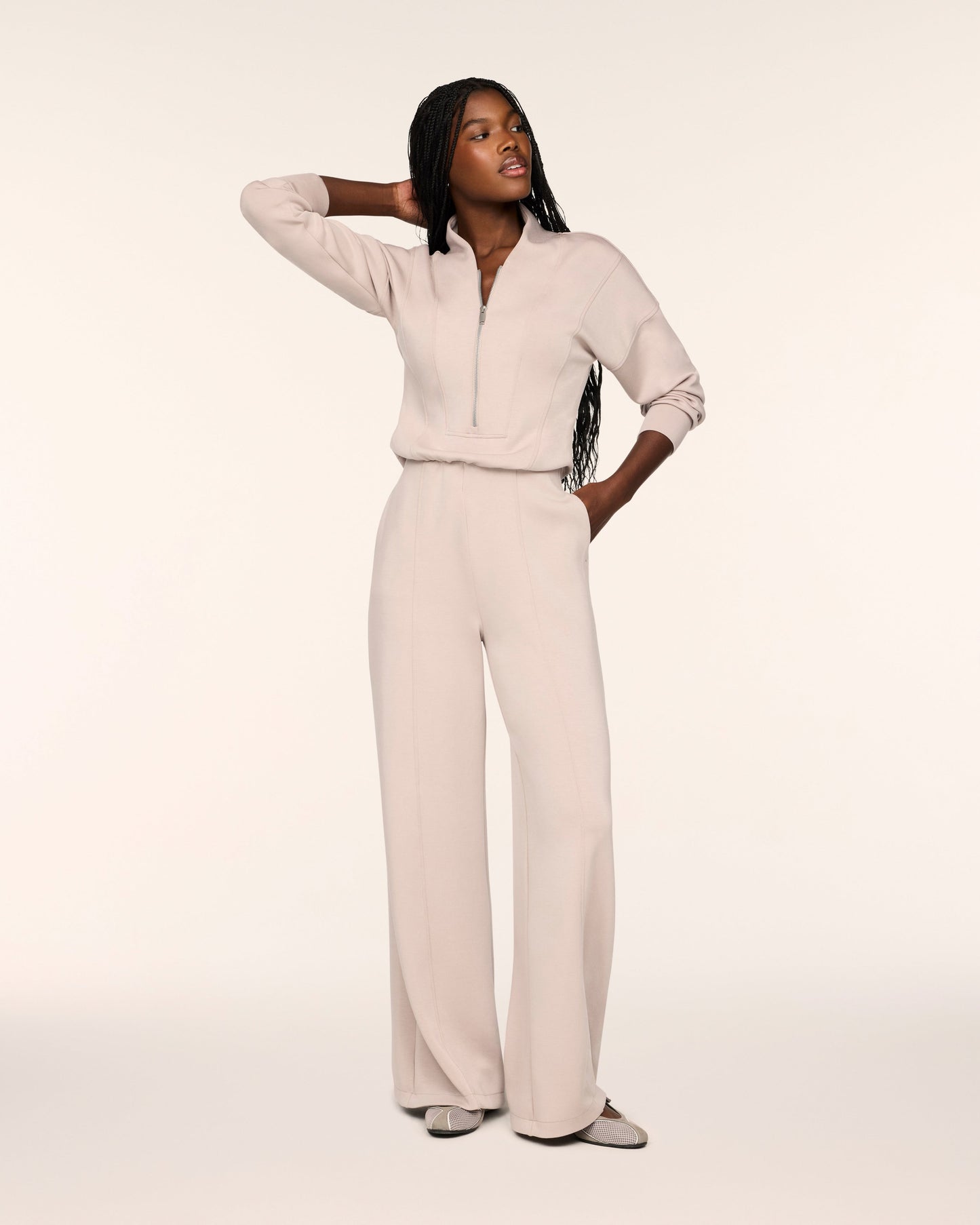 Long Sleeve Shawl Collar Jumpsuit