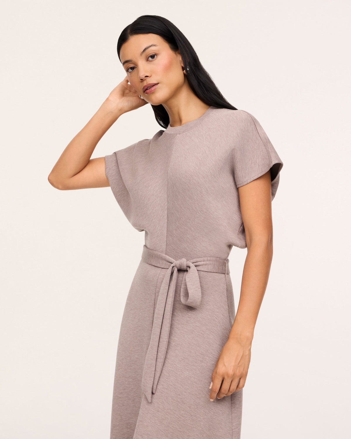 Draped Tie-Waist Maxi Dress