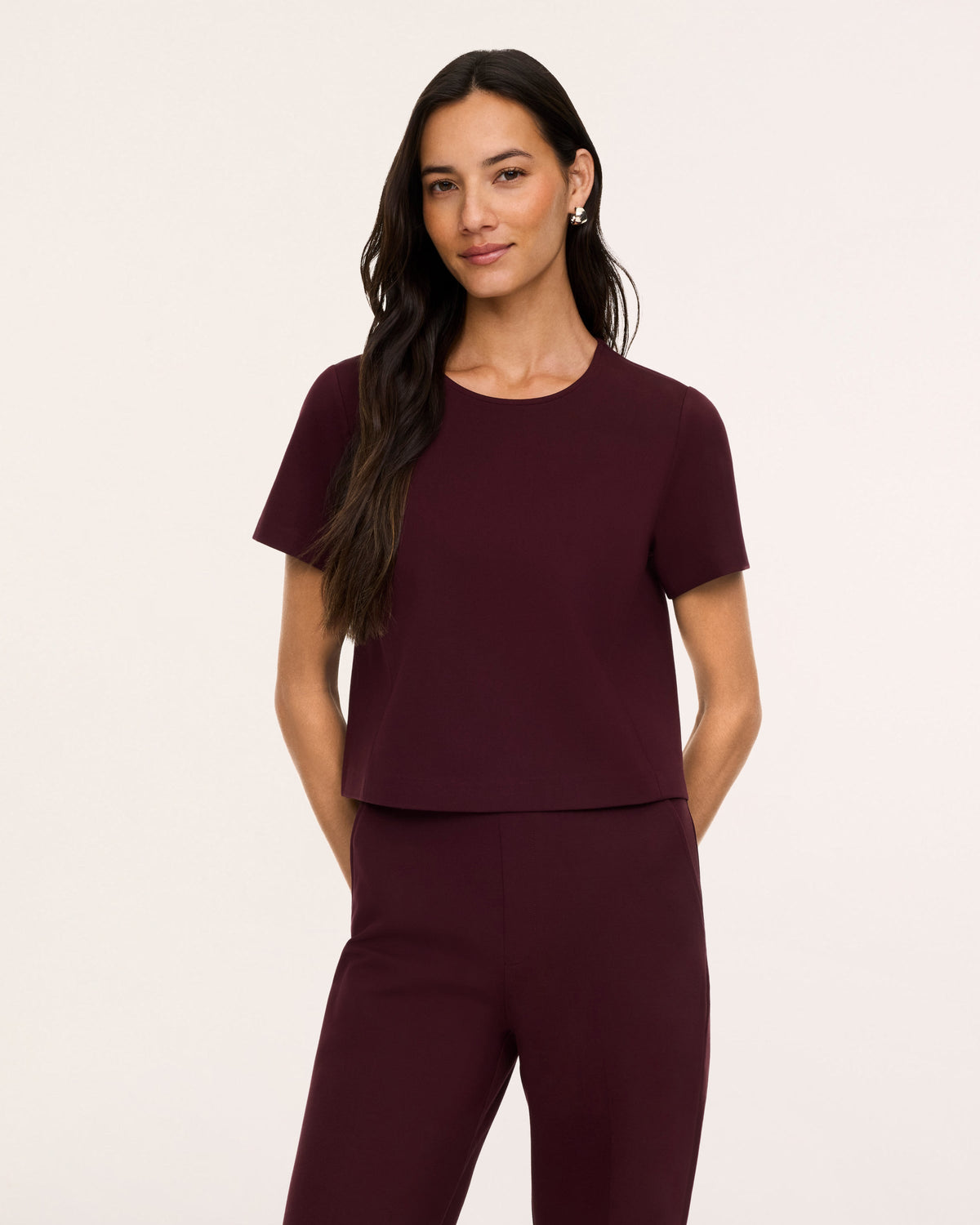 Ponte Crewneck Cropped Tee