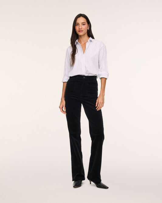 Corduroy Bootcut Jeans with Patch Pockets