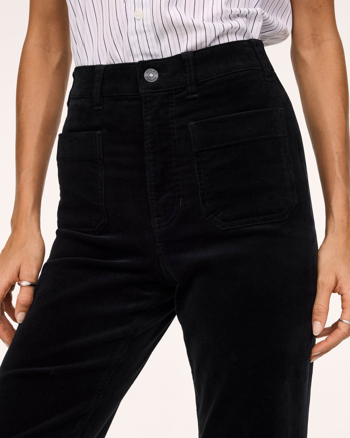 Corduroy Bootcut Jeans with Patch Pockets