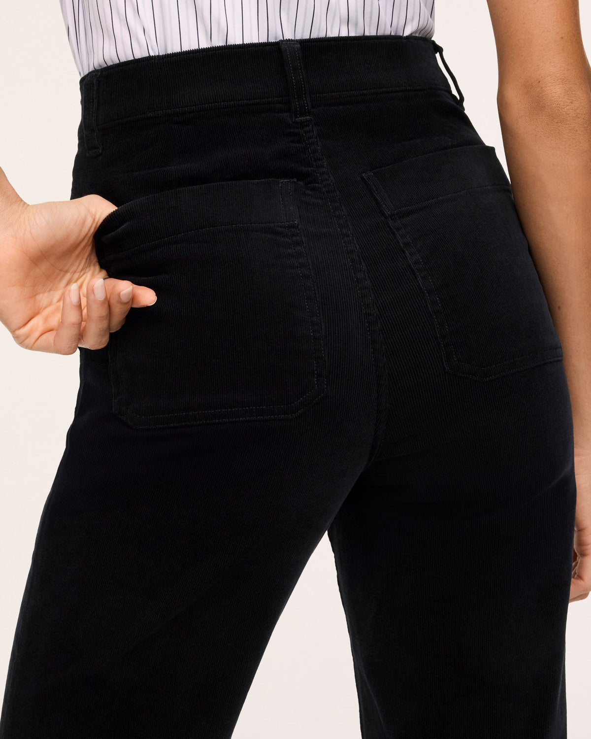 Corduroy Bootcut Jeans with Patch Pockets