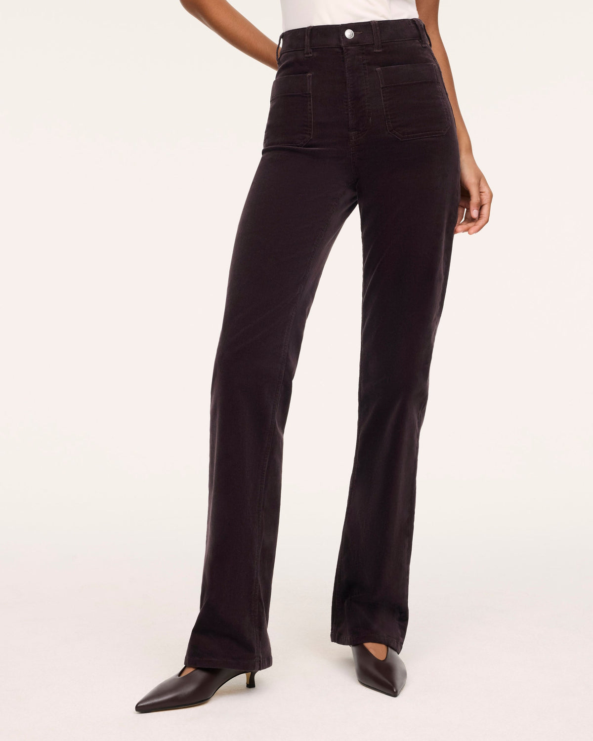 Corduroy Bootcut Jeans with Patch Pockets